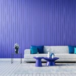 photo cotting Purple Blue wall living room interior 2022 very peri nl janvier 22